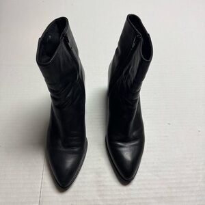 Stuart Weitzman AVENUE 75 Block Heel Soft Leather  Bootie In Black Size 6.5